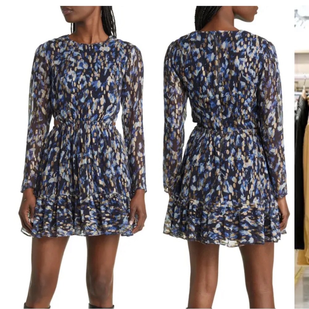 French Connection Blue and Gold Mini Dress
